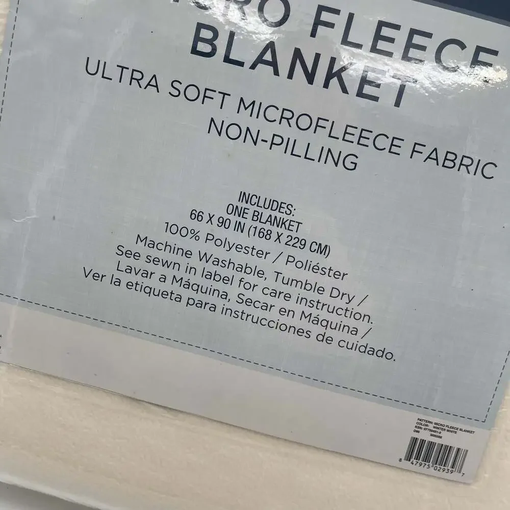 Cannon Micro Fleece‎ Blanket Twin Winter White Non-Pilling